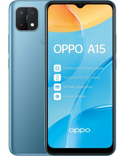 Купити OPPO A15S 4/64GB Blue Офіційний / Гарантія 1 рік