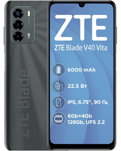 Купити ZTE Blade V40 Vita 6/128Gb NFC Black Гарантія 1 рік
