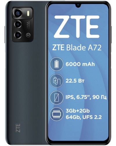 Купити ZTE Blade A72 3/64GB Grey Гарантія 1 рік