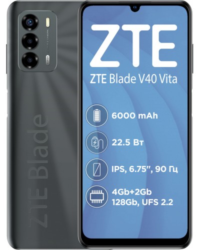 Купити ZTE Blade V40 Vita 4/128Gb NFC Black Гарантія 1 рік