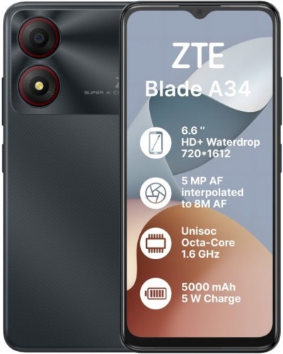 Купити ZTE Blade A34 4/64GB Gray Гарантія 1 рік