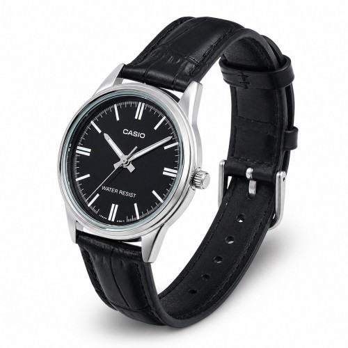 Купити Жіночий годинник Casio LTP-V005L-1A у класичному стилі з чорним шкіряним ремінцем та мінеральним склом