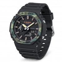 Чоловічий годинник Casio G-SHOCK GA-2100SU-1A з камуфляжним безелем та водозахистом 20 ATM
