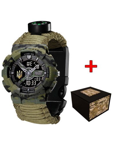 Купить Awarder 005 Тризуб золото Camo Green Паракордовий ремінець Army Green Купить Awarder 005 Тризуб золото Camo Green Паракордовий ремінець Army Green