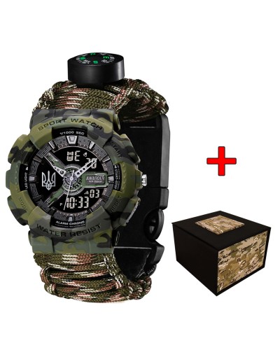 Купити Awarder 005 Тризуб срібло Camo Green Паракордовий ремінець Camo Green Купити Awarder 005 Тризуб срібло Camo Green Паракордовий ремінець Camo Green