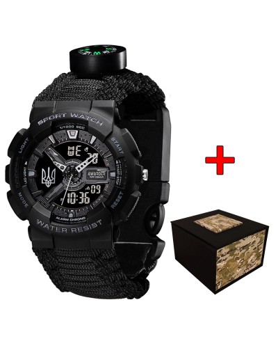 Купити Awarder 005 Тризуб срібло Black + Паракордовий ремінець Black Купити Awarder 005 Тризуб срібло Black + Паракордовий ремінець Black