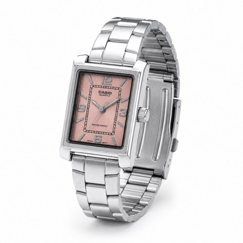 Купити Жіночий годинник Casio LTP-1234DD-4A класичний з рожевим циферблатом та сріблястим браслетом