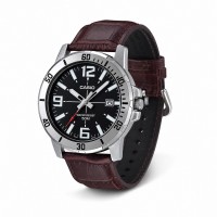 Чоловічий годинник Casio MTP-VD01L-1B — Класична модель з коричневим шкіряним ремінцем та мінеральним склом
