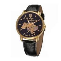 Чоловічий механічний годинник Awarder 022 Gold-Black Mechanic з гравіюванням Де би не був