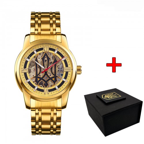 Купити Чоловічий механічний годинник Awarder 025 Sharp Gold-Gold з автопідзаводом та золотистим браслетом