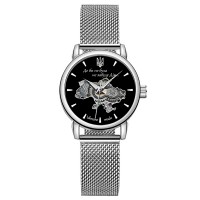 Жіночий механічний годинник Awarder 028L Silver-Black Де би не була зі сріблястим сталевим браслетом