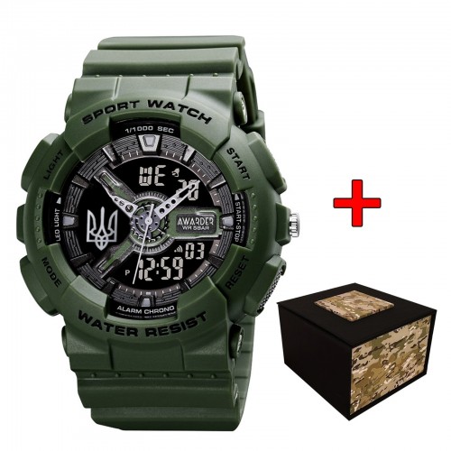 Купити Awarder 005 Тризуб срібло Army Green + Коробка