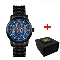 Чоловічий механічний годинник Awarder 025 Sharp Black-Blue з автопідзаводом та мінеральним склом