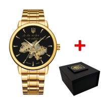 Чоловічий механічний годинник Awarder 022-3D Не Забуду Дім Gold-Black Steel з автопідзаводом