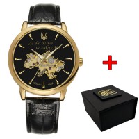 Чоловічий механічний годинник Awarder 022-3D Не Забуду Дім Gold-Black з автопідзаводом