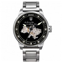 Чоловічий механічний годинник Awarder 058 Де би не був Silver-Black Steel з сапфіровим склом