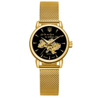 Жіночий механічний годинник Awarder 028-3D Де би не була Gold-Black з автопідзаводом