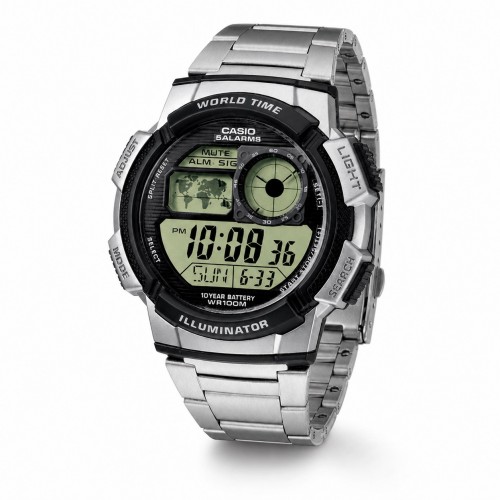 Купити Чоловічий годинник Casio AE-1000WD-1A з металевим браслетом та водозахистом 10 ATM
