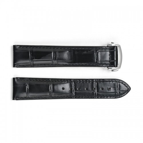 Купити Шкіряний ремінець 3002 Black-Silver 22 мм.