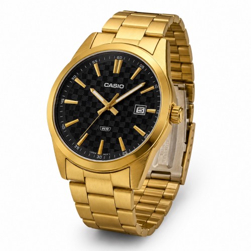 Купити Чоловічий годинник Casio MTP-VD03G-1A Classic у золотистому корпусі з чорним циферблатом