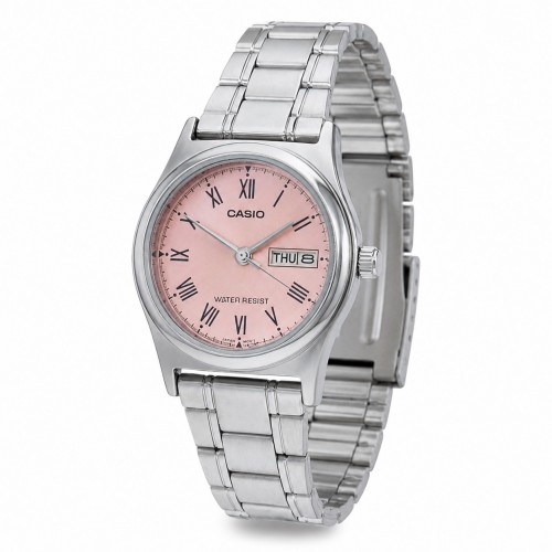 Купити Жіночий годинник Casio LTP-V006D-4B Classic — сталевий браслет, рожевий циферблат, календар