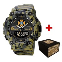 Чоловічий тактичний годинник Awarder 001 ДСНС Camo Green з комбінованим циферблатом та захистом 5 ATM