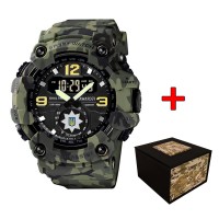 Чоловічий тактичний годинник Awarder 004 Поліція Camo Green з комбінованим циферблатом та захистом 5 ATM