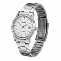 Жіночий годинник Casio LTP-V002D-7A з календарем, класичний сріблястий браслет