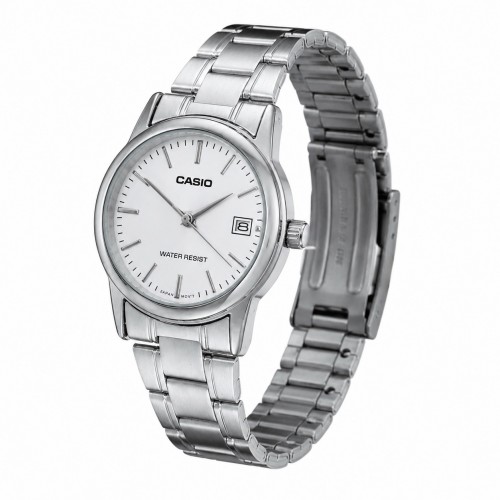 Купити Жіночий годинник Casio LTP-V002D-7A з календарем, класичний сріблястий браслет