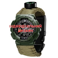 Чоловічий тактичний годинник Awarder 005P Army Green AG з компасом та паракордовим ремінцем