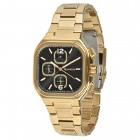 Чоловічий наручний годинник Guardo 012694-3 Gold-Black у прямокутному корпусі з браслетом
