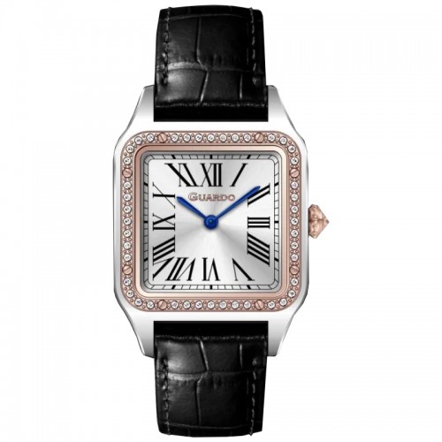 Купити Жіночий годинник Guardo 012832-6 Silver-Rose Gold у класичному стилі з прямокутним корпусом