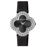 Жіночий годинник Guardo 012833-1 Silver-Black — класична модель з італійським дизайном та шкіряним ремінцем