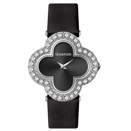 Купити Жіночий годинник Guardo 012833-1 Silver-Black — класична модель з італійським дизайном та шкіряним ремінцем