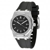 Чоловічий наручний годинник Guardo 012752-1 Silver-Black на каучуковому ремінці