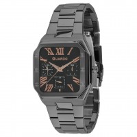 Чоловічий наручний годинник Guardo 012726-4 M Black у квадратному корпусі з браслетом