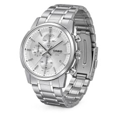 Чоловічий годинник Casio MTP-E510D-7A — класичний хронограф з мінеральним склом та сталевим браслетом