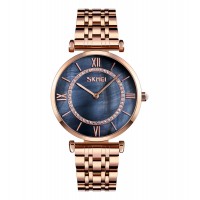 Чоловічий класичний годинник Skmei 9198 Rose Gold-Black з мінеральним склом та сталевим браслетом