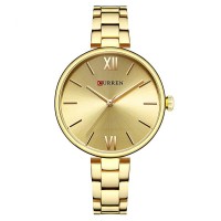 Жіночий годинник Curren 9017 Gold-Gold з нержавіючої сталі, золотистий класичний браслет