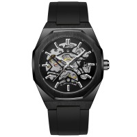 Чоловічий механічний годинник Forsining 8289 Black-Silver з автопідзаводом та люмінесценцією