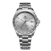 Чоловічий механічний годинник Forsining 8294 Silver-White Steel з автопідзаводом та сталевим браслетом