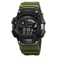 Чоловічий спортивний годинник Skmei 2403AG Army Green тактичний з підсвічуванням та календарем