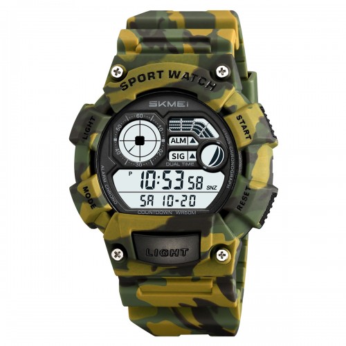 Купити Чоловічий спортивний годинник Skmei 2403CMGN Camo Green з електронним циферблатом та захистом 5 ATM