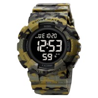Чоловічий тактичний годинник Skmei 2081CMAGBK Camo Green-Black з електронним циферблатом та підсвіткою
