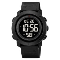 Чоловічий спортивний годинник Skmei 2122BKBK All Black з водонепроникністю 5 ATM та підсвіткою