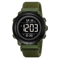 Чоловічий спортивний годинник Skmei 2497NAGBK Army Green-Black з нейлоновим ремінцем та підсвічуванням
