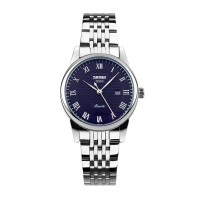 Жіночий класичний годинник Skmei 9058SBU-S Silver-Blue з металевим браслетом та синім циферблатом