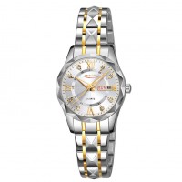 Жіночий годинник Skmei 9370TGDSI Gold-Silver у класичному стилі з календарем та металевим браслетом