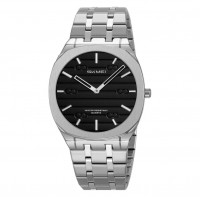 Чоловічий класичний годинник Skmei 9372SIBK Silver-Black зі сріблястим браслетом та мінеральним склом