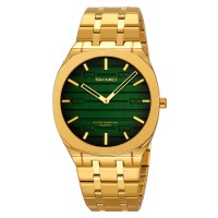 Чоловічий класичний годинник Skmei 9372GDGN Gold-Green з металевим браслетом та мінеральним склом